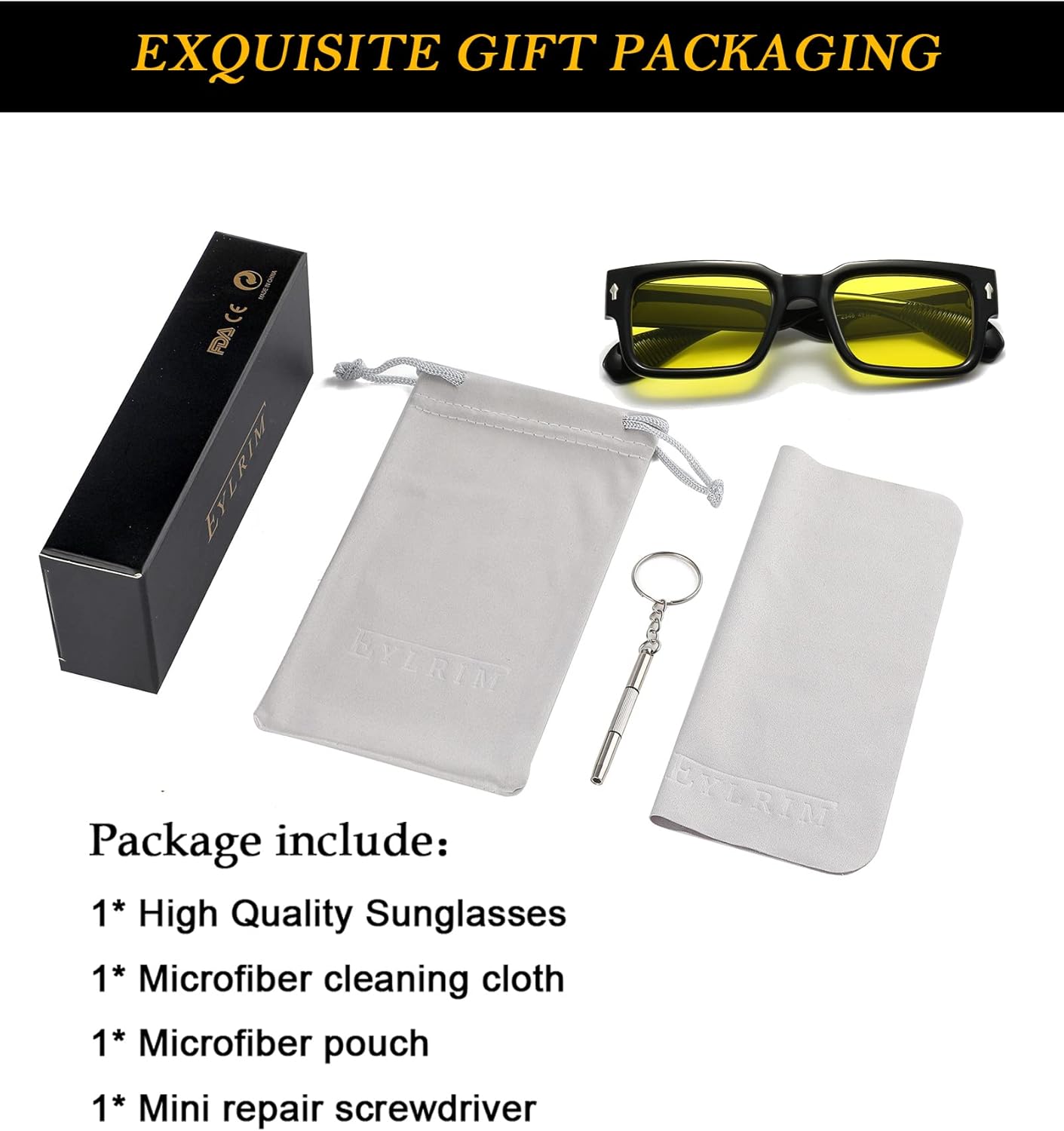 Bold Yellow Lens Square Sunglasses - Hình 7