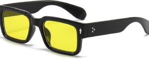 Black Frame Rectangular Sunglasses with Yellow Lenses
