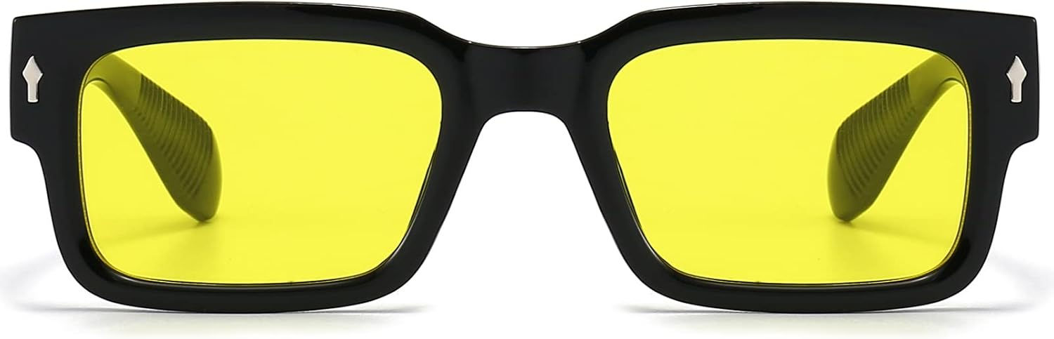 Bold Yellow Lens Square Sunglasses - Hình 4