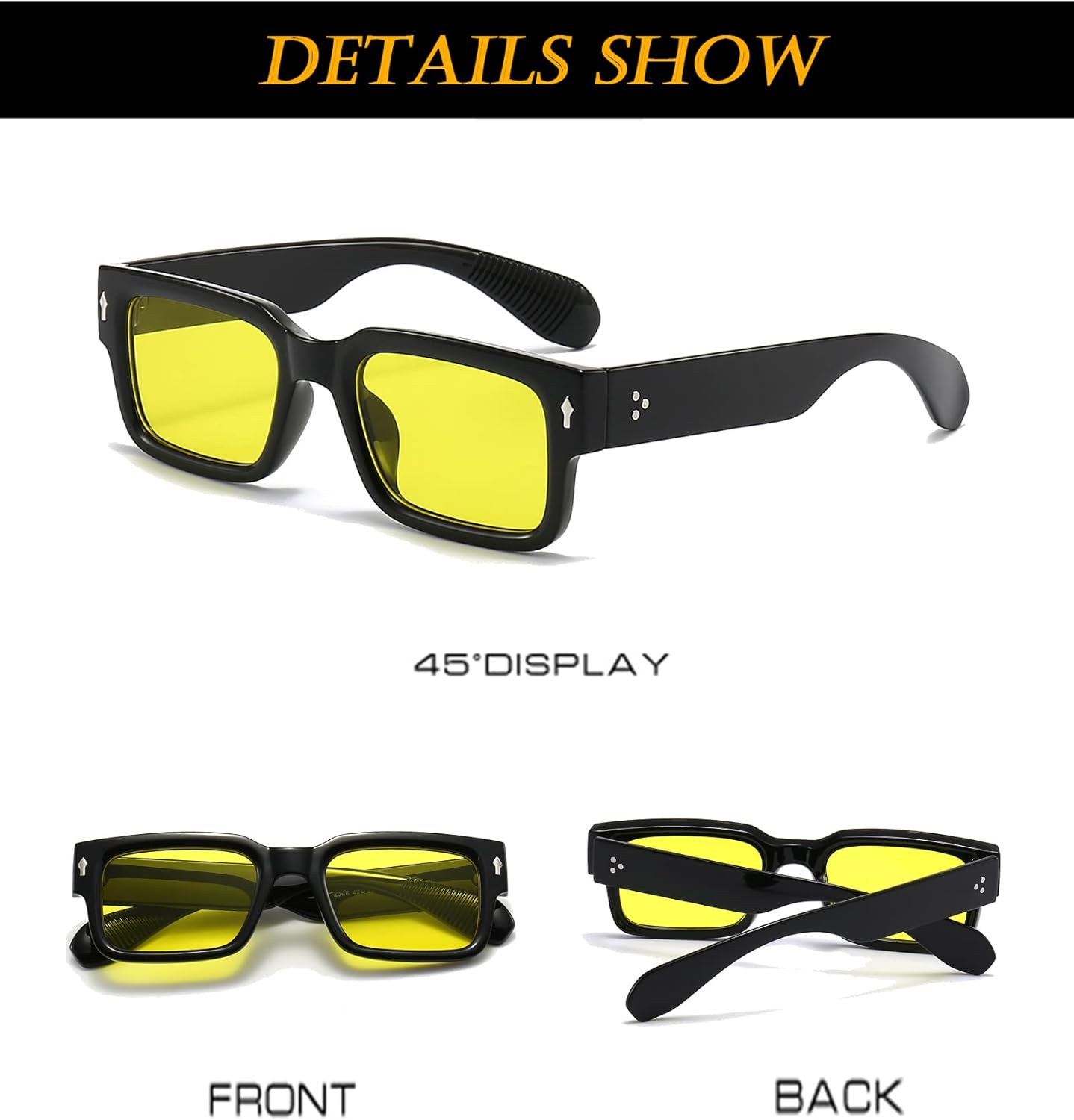 Bold Yellow Lens Square Sunglasses - Hình 5