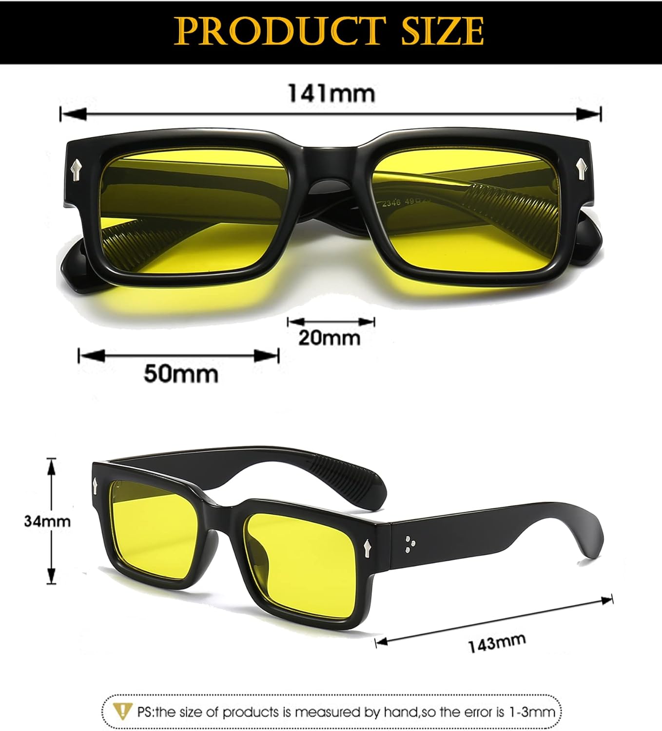 Bold Yellow Lens Square Sunglasses - Hình 6