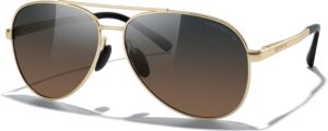 Alternative view of Gold Frame Aviator Sunglasses with Gradient Brown Lenses